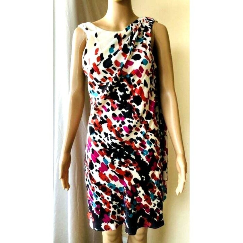 BCBGMaxAzria Scarf Dress Sleeveless Color Splatter Size XS Cocktail Party NWT